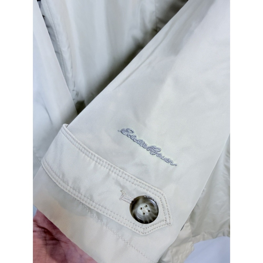 Eddie Bauer WeatherEdge Trench Coat Womens Medium Beige Rain Jacket Minimalist - Picture 11 of 16